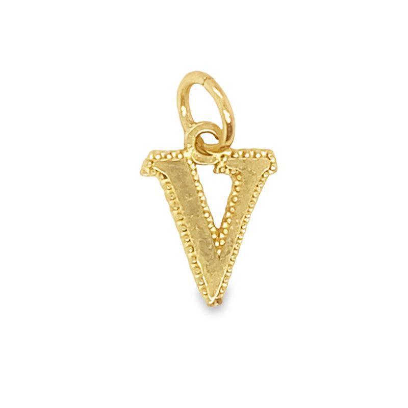 10K Yellow Gold Initial Letter V Pendant