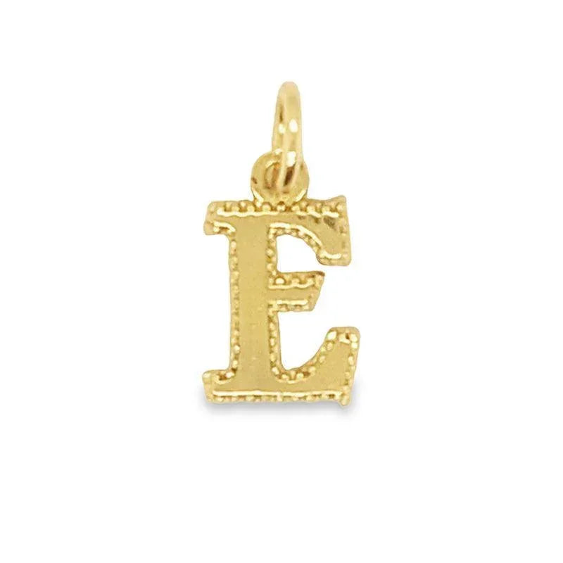 10K Yellow Gold Initial Letter E Pendant