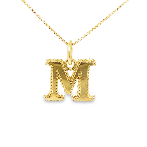 10K Yellow Gold Initial Letter M Pendant