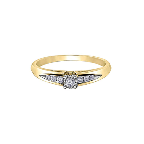 0.14TDW Diamond Engagement Ring in 10K Yellow Gold