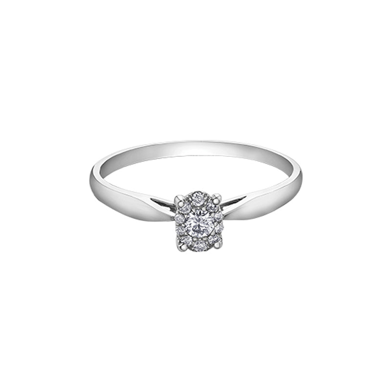 10K White Gold 0.11TDW Diamond Illusion Set Ring