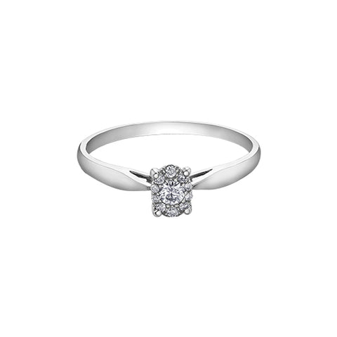 10K White Gold 0.11TDW Diamond Illusion Set Ring