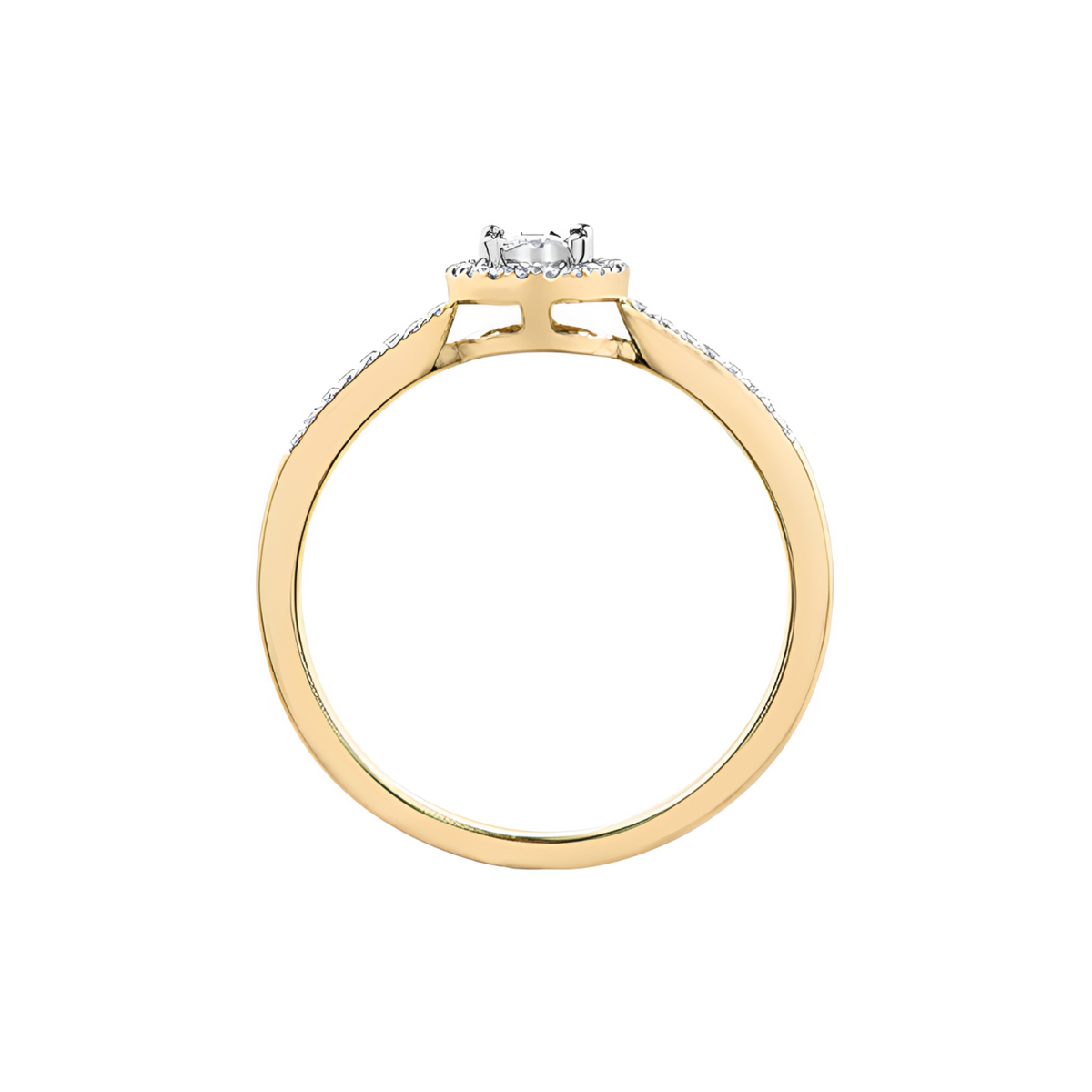 10K Yellow and White Gold 0.15TDW Diamond Promise Ring