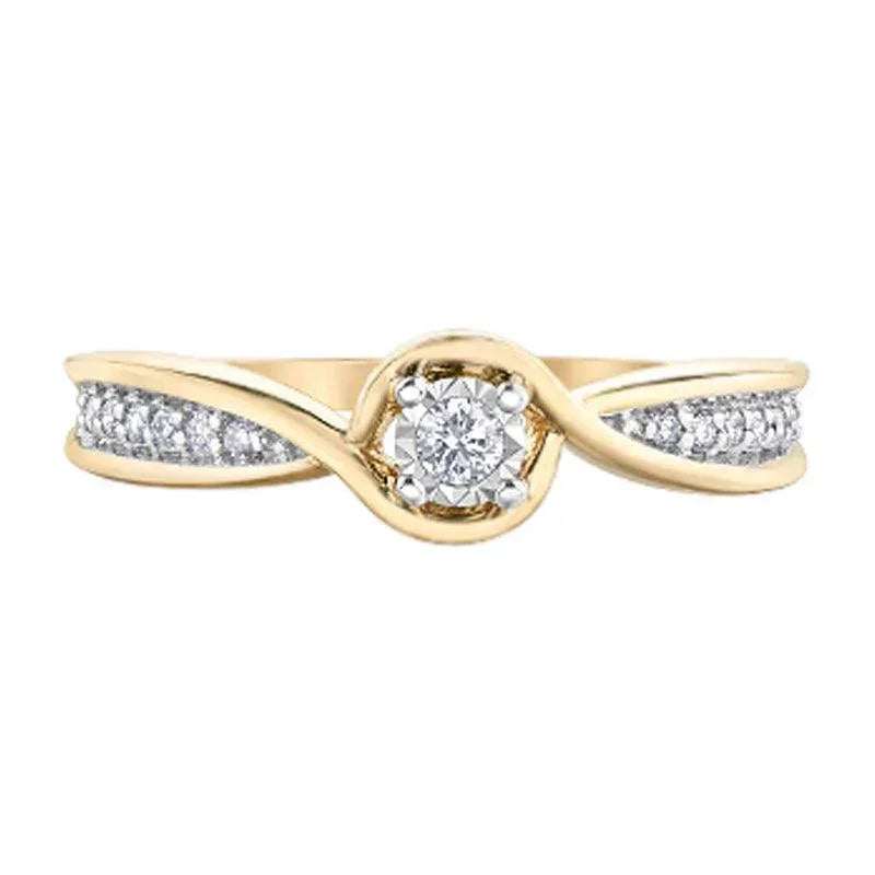 10K Yellow Gold 0.12TDW Diamond Illusion Promise Ring