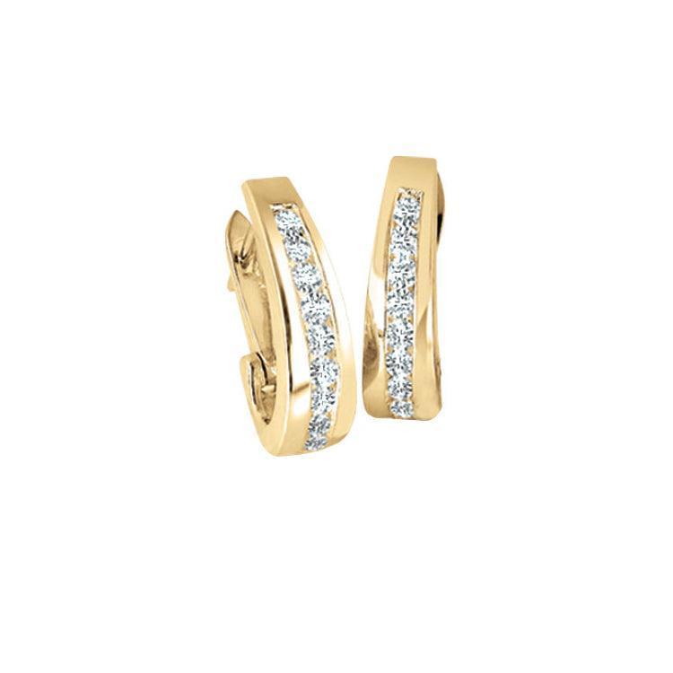 Diamond Classic J Hoop set with 0.33tdw in 10K Yellow Gold