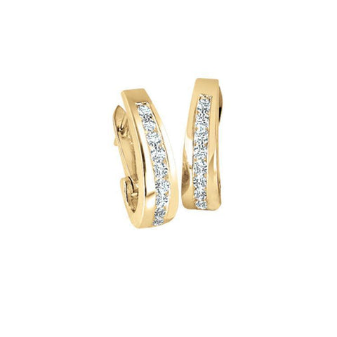 Diamond Classic J Hoop set with 0.33tdw in 10K Yellow Gold