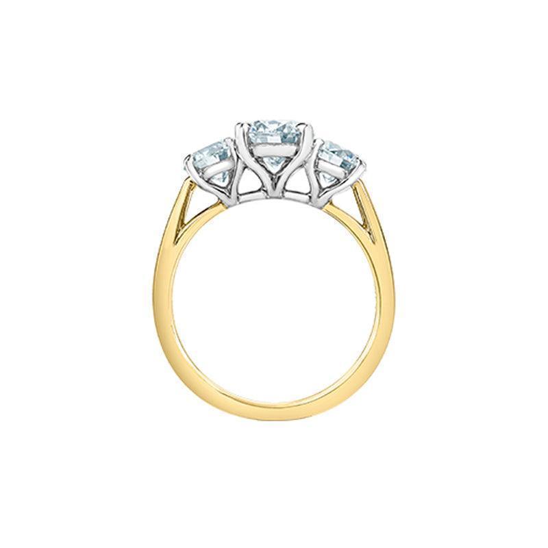 14K Yellow and White Gold 2.00TDW Lab Grown Diamond Past Present and Future Ring