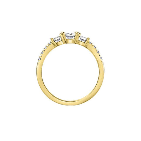 10K Yellow Gold 0.33TDW Diamond Past Present Future Ring