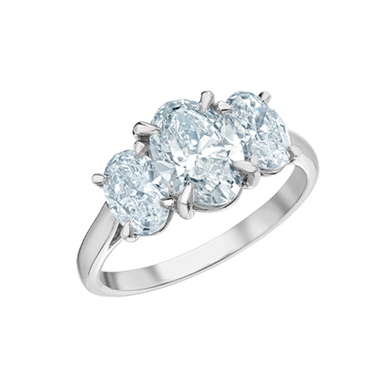 14K White Gold 2.61TDW Lab Grown Oval Cut Diamond Three-Stone Ring