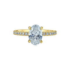 14K Yellow Gold 2.03TDW Lab Diamond Oval Engagement Ring with Side Diamonds