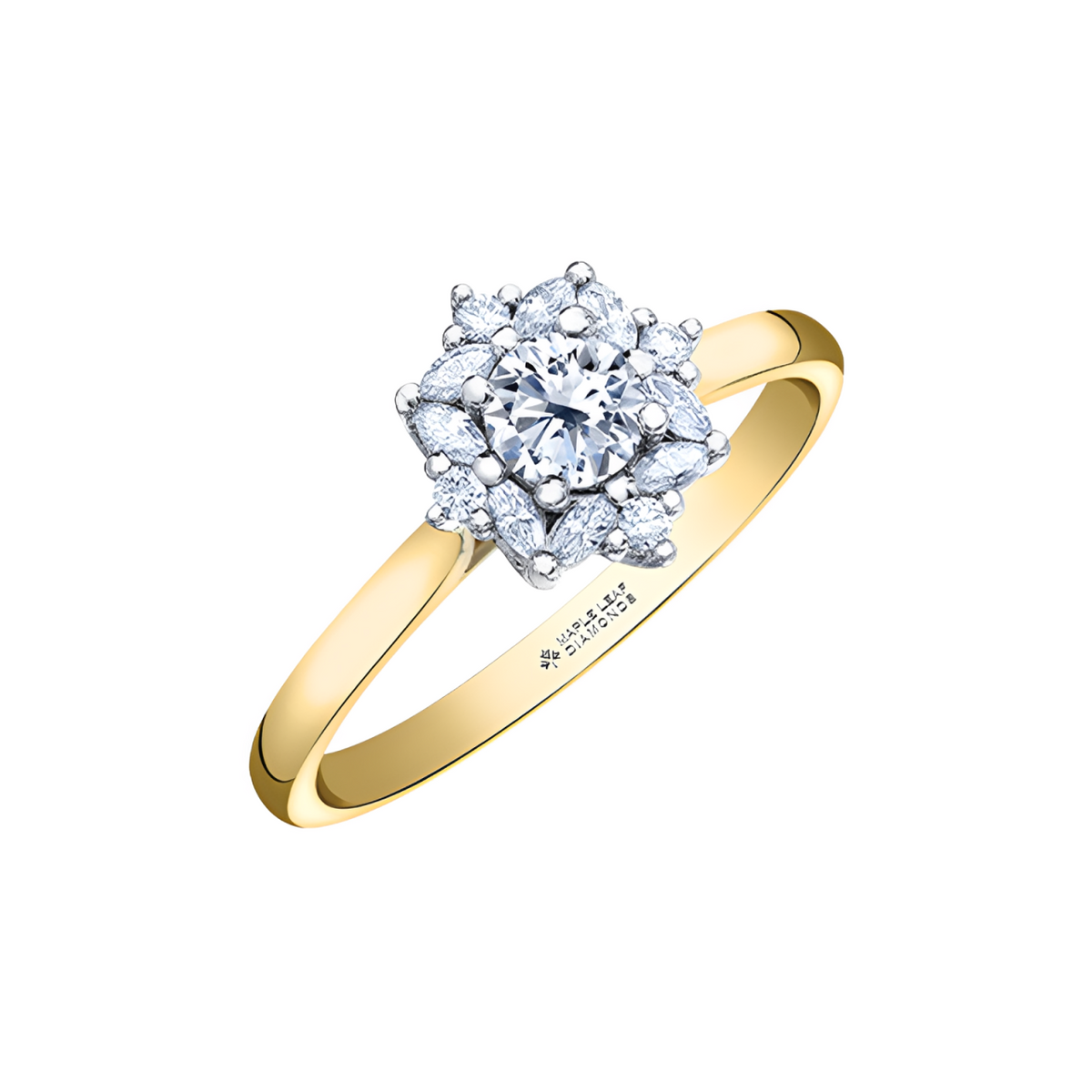 18K Yellow &amp; White Gold Canadian Diamond 0.47TDW Flower Ring