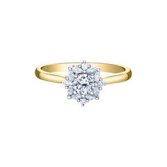 18K Yellow & White Gold Canadian Diamond 0.47TDW Flower Ring