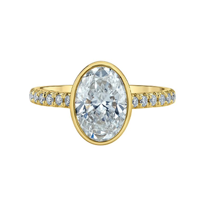 2.06ct Oval Lab Grow Diamond Ring with Side Stones in 14K Yellow Gold