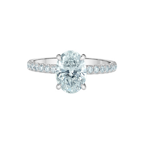 14K White Gold 2.35TDW Lab Diamond Oval Halo Engagement Ring