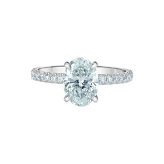 14K White Gold 2.35TDW Lab Diamond Oval Halo Engagement Ring