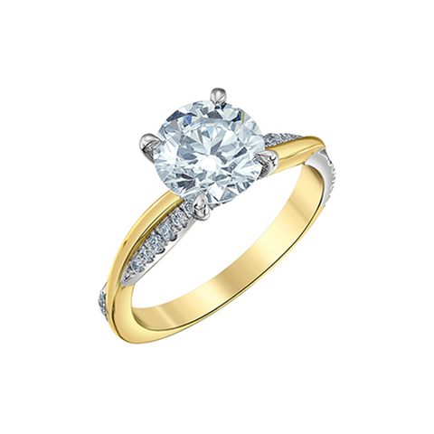 14K Yellow and White Gold 2.20TDW Lab Diamond Engagement Ring with Side Diamonds