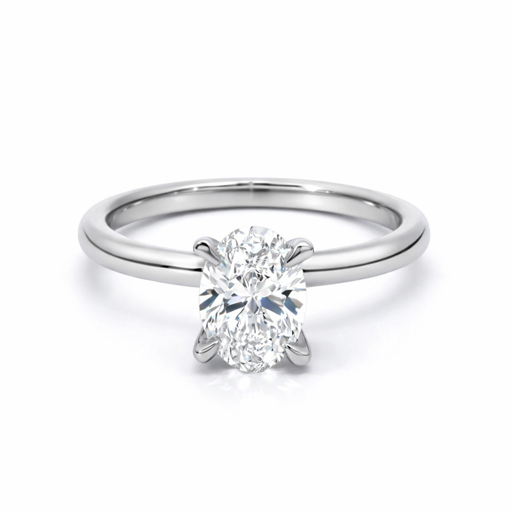 14K White Gold 1.05CT Oval Lab Grown Diamond Ring