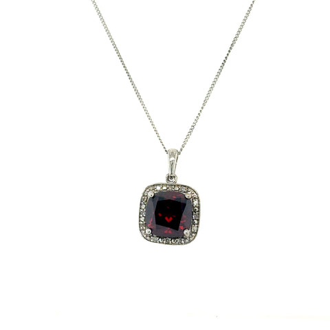 January Birthstone Pendant with Diamond Accent set in Sterling Silver