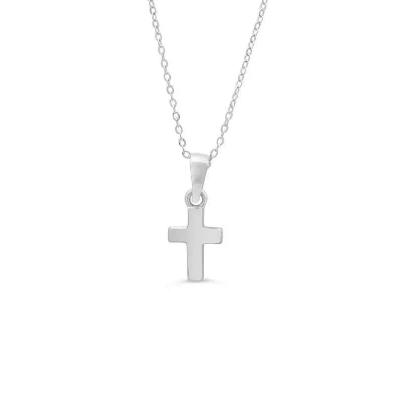 10K White Gold Cross Baby Pendant with 14&quot; Chain