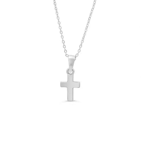 10K White Gold Cross Baby Pendant with 14