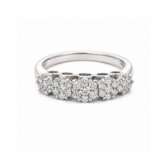 14K White Gold 0.52CT Diamond Flower Ring