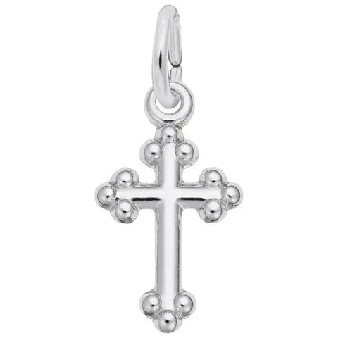 Sterling Silver Bottony Cross Accent Charm