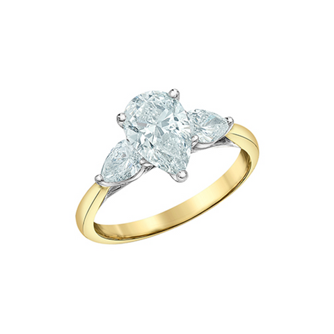 14K Yellow Gold 2.21TDW Lab Diamond Pear Engagement Ring