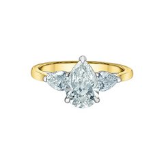 14K Yellow Gold 2.21TDW Lab Diamond Pear Engagement Ring