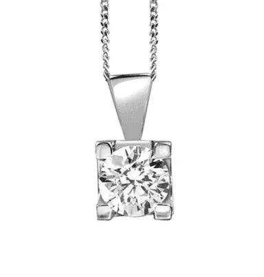 Canadian Diamond 0.20ct Solitaire Pendant in Four Claw Setting Set in 14K White Gold