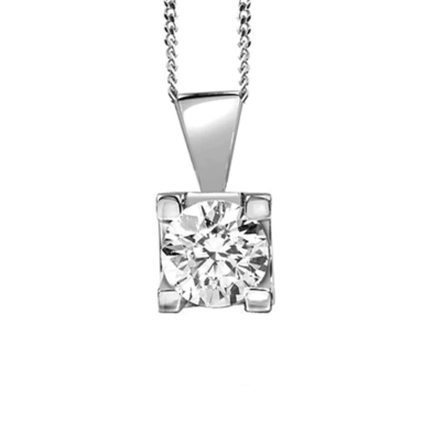 Canadian Diamond 0.30ct Solitaire Pendant in Four Claw Setting Set in 14K White Gold