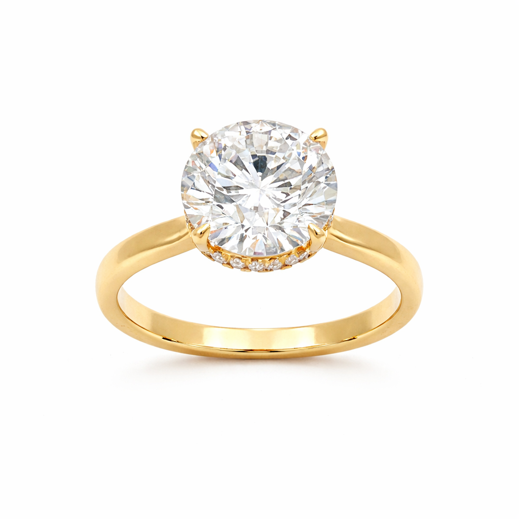 5.16 TDW Round Lab-Grown Diamond Solitaire Ring with 14K Yellow Gold