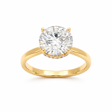 5.16 TDW Round Lab-Grown Diamond Solitaire Ring with 14K Yellow Gold