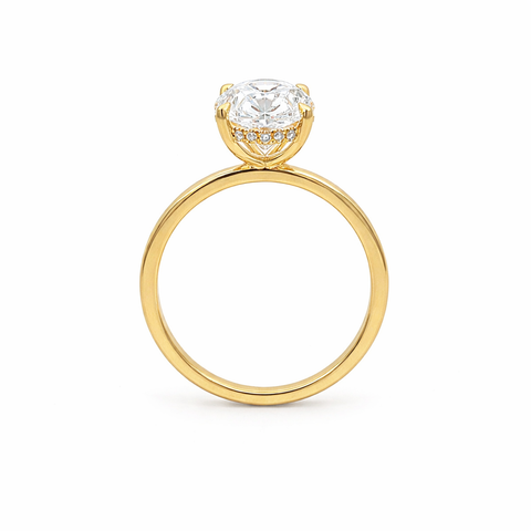 5.21 TDW Lab-Grown Diamond Solitaire Ring with Hidden Halo in 14K Yellow Gold