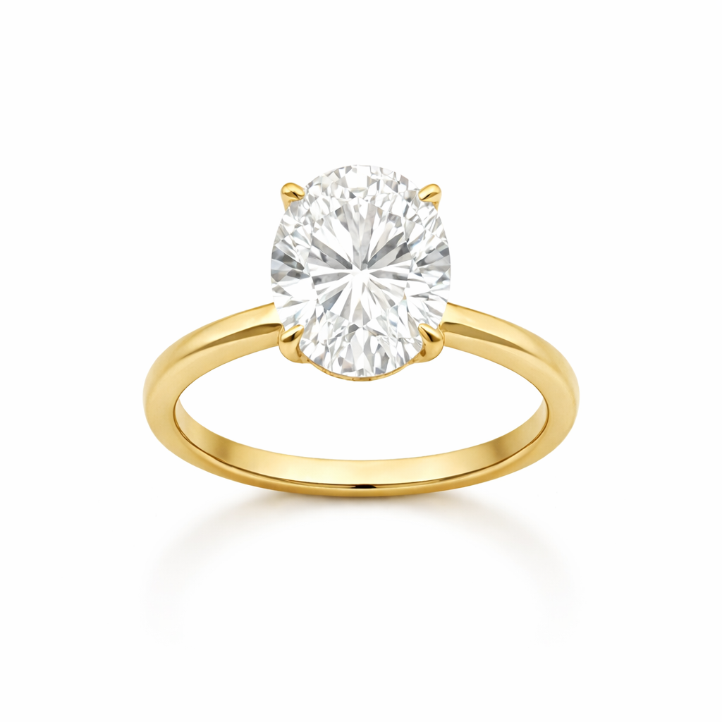 5.21 TDW Lab-Grown Diamond Solitaire Ring with Hidden Halo in 14K Yellow Gold