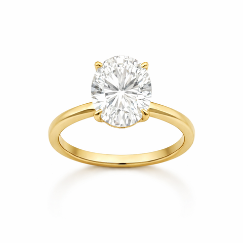 5.21 TDW Lab-Grown Diamond Solitaire Ring with Hidden Halo in 14K Yellow Gold
