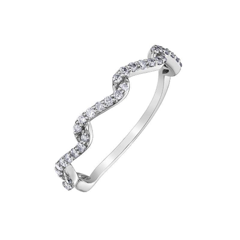 10K White Gold Diamond Wave Ring with 0.23TDW Diamonds