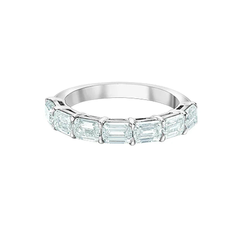 2.10TDW Lab Grown Diamond Emerald Cut Band in 14K White Gold