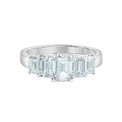 2.50TDW Emerald Lab Grown Diamond Engagement Ring in 14K White Gold