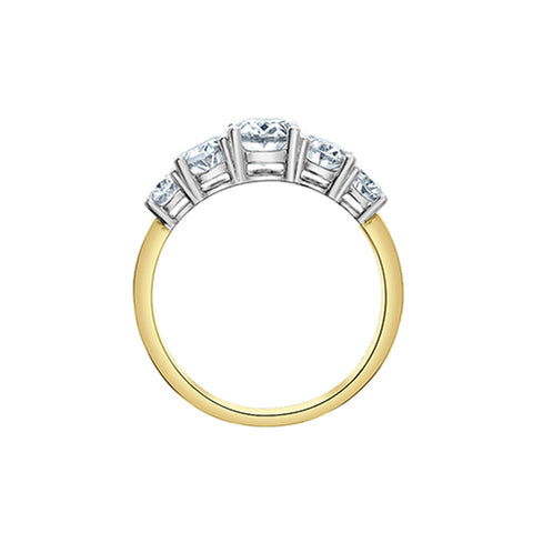 2.58TDW Lab Grown Oval Diamond Ring in 14K Yellow and White Gold