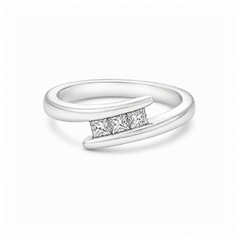 10K White Gold 0.18CT Square Cut Diamond Ring