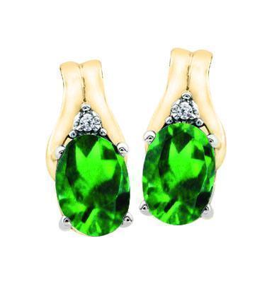 May Birthstone Earring with Diamond Accent set in 10K Yellow gold