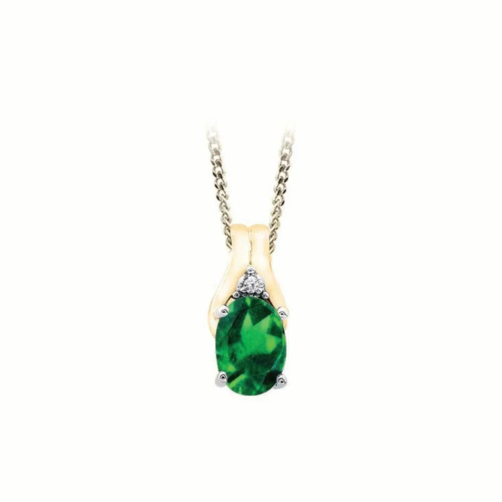 May Birthstone Pendant with Diamond Accent set in 10K Yellow gold