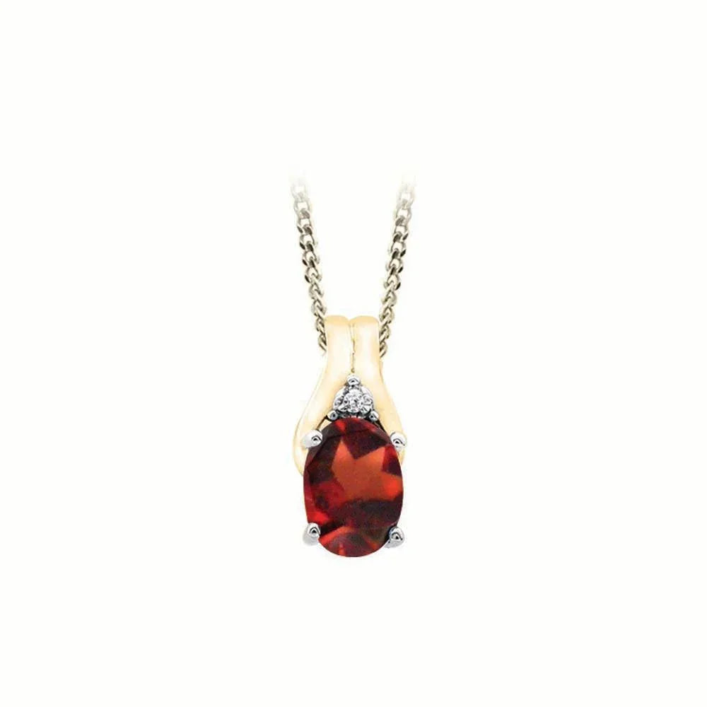 January Birthstone Pendant with Diamond Accent set in 10K Yellow gold