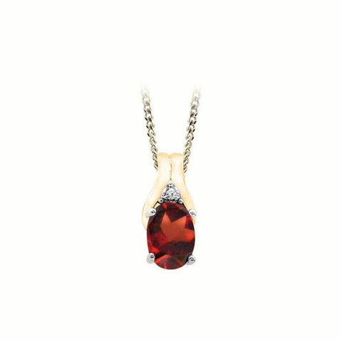 January Birthstone Pendant with Diamond Accent set in 10K Yellow gold