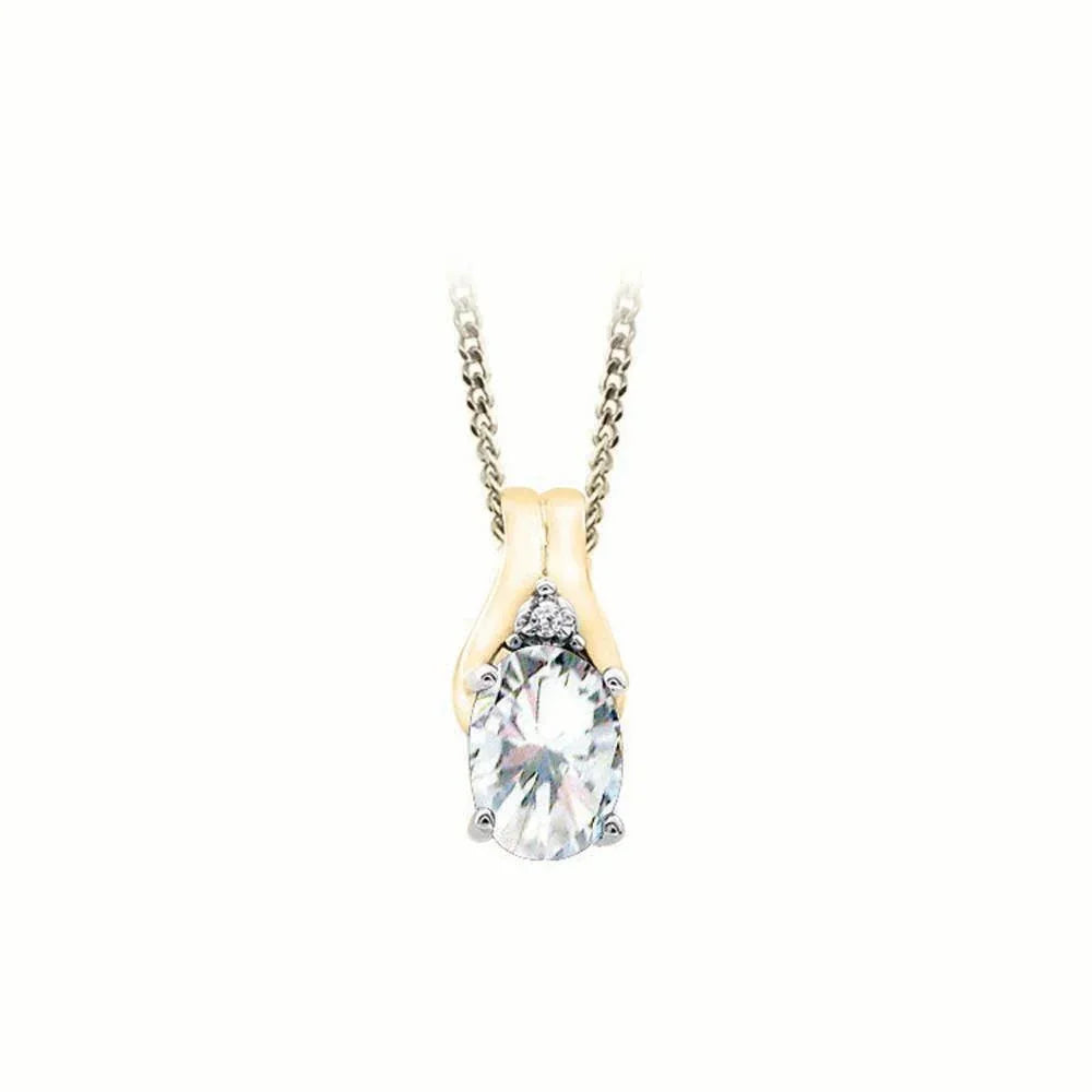 April Birthstone Pendant with Diamond Accent set in 10K Yellow gold