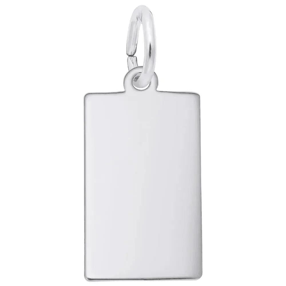 Sterling Silver Small Rectangle Dog Tag Charm