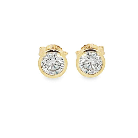 10K Yellow Gold 1.00TDW Lab Grown Diamond Solitare Bezel Earrings
