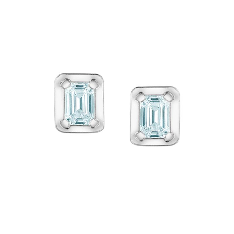 10K White Gold 0.46TTDW Lab Diamond Solitaire Emerald Cut Earrings