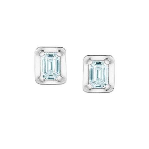 10K White Gold 0.46TTDW Lab Diamond Solitaire Emerald Cut Earrings