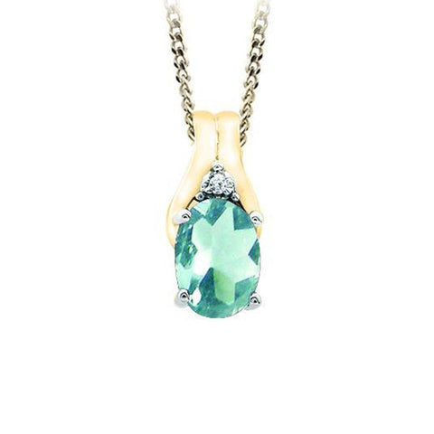 March Birthstone Pendant with Diamond Accent set in 10K Yellow gold